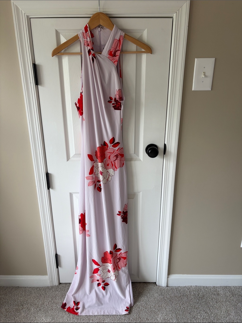 RACHEL Rachel Roy Pink Maxi Dress with Red Floral Print